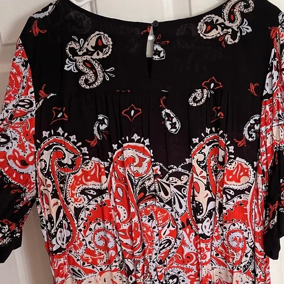 LOFT Black and Red Paisley Blouse - Picture 6 of 6